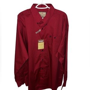 Wrangler, red with black geo print long sleeve western shirt, XXL
